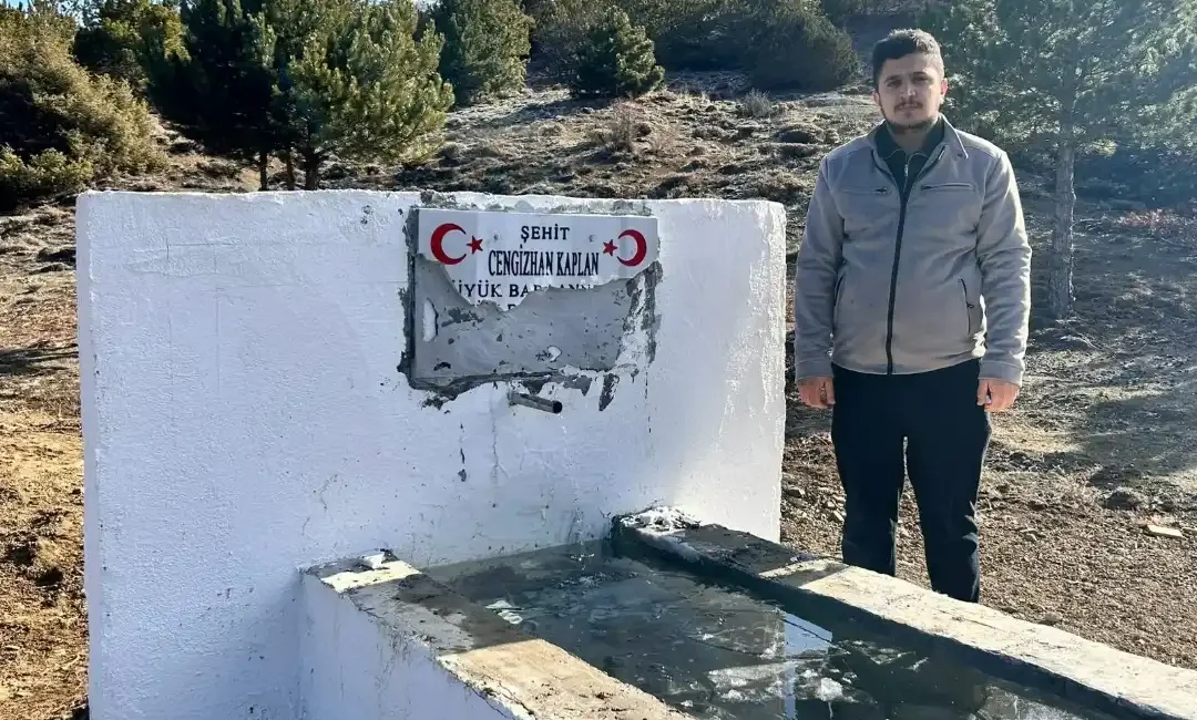 Ankara Elmadağ’da şehit Cengizhan Kaplan adına yaptırılan hayrat çeşmesine zarar