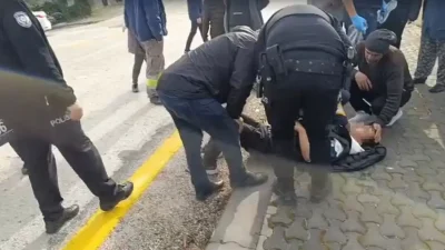 Ankara’nın Elmadağ ilçesinde bir motosiklet sürücüsü, yola aniden çıkan köpeğe