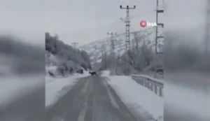 Ankara’nın Akyurt ilçesinde etkili olan kar yağışının ardından karacalar sürü